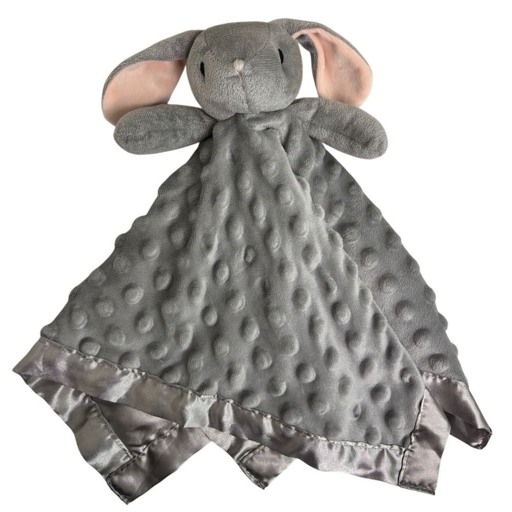 Minky Dot Bunny Lovey Security Blanket Rabbit Baby Grey Pink Soft Pro Goleem